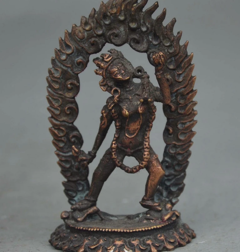 SCY Тибетский буддизм старая бронза Vajrayogini Ваджраварахи богиня Будда статуя