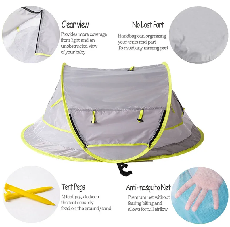 Portable Baby Bed Toy Beach Tent UPF 50+ Sun Shelter Folding Play House Ball Pool Tipi For Outdoor Travel Bed Mosquito Net Toy (16)
