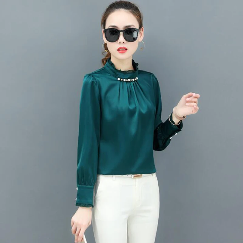 

Fashion Women Chiffon Blouse 2019 Spring Vintage Long sleeve Lotus leaf collar Shirt Tops Loose Plus Size Women Clothing blusas