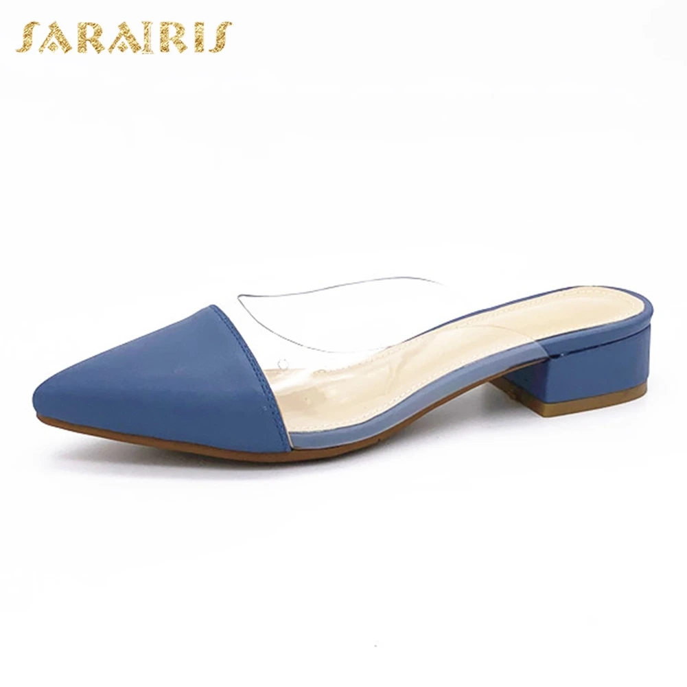 

Sarairis New Fashion Dropship Slip On Summer Pumps Mules Woman Shoes Chunky Heels Hot Black Shoes Woman Mules Pumps Female