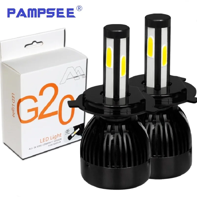 PAMPSEE G20 Автомобильные фары H4 H7 H8 H9 H11 9005 9006 9012 D2 9007 8000LM 6000 К 80 Вт на основе технологии