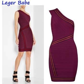 

Women One Shoulder Striped Bandage Dress New Arrival 2020 Summer Party Dresses Elegant Sheath Celebrity Party Vestidos