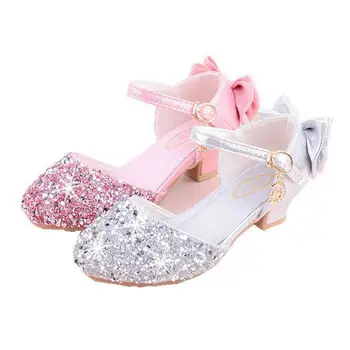 

New Girls Children Casual Shoes Pu Leather Princess Spring Summer Footwear With Bowtie Soft Wedding Kids Shoes sandals