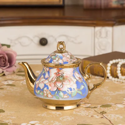 Европейский роскошный позолоченный чайник с заваркой скандинавский фарфоровый чайник 1000 мл керамический кофейник кафе домашний чай время посуда для напитков CL19112 - Цвет: D