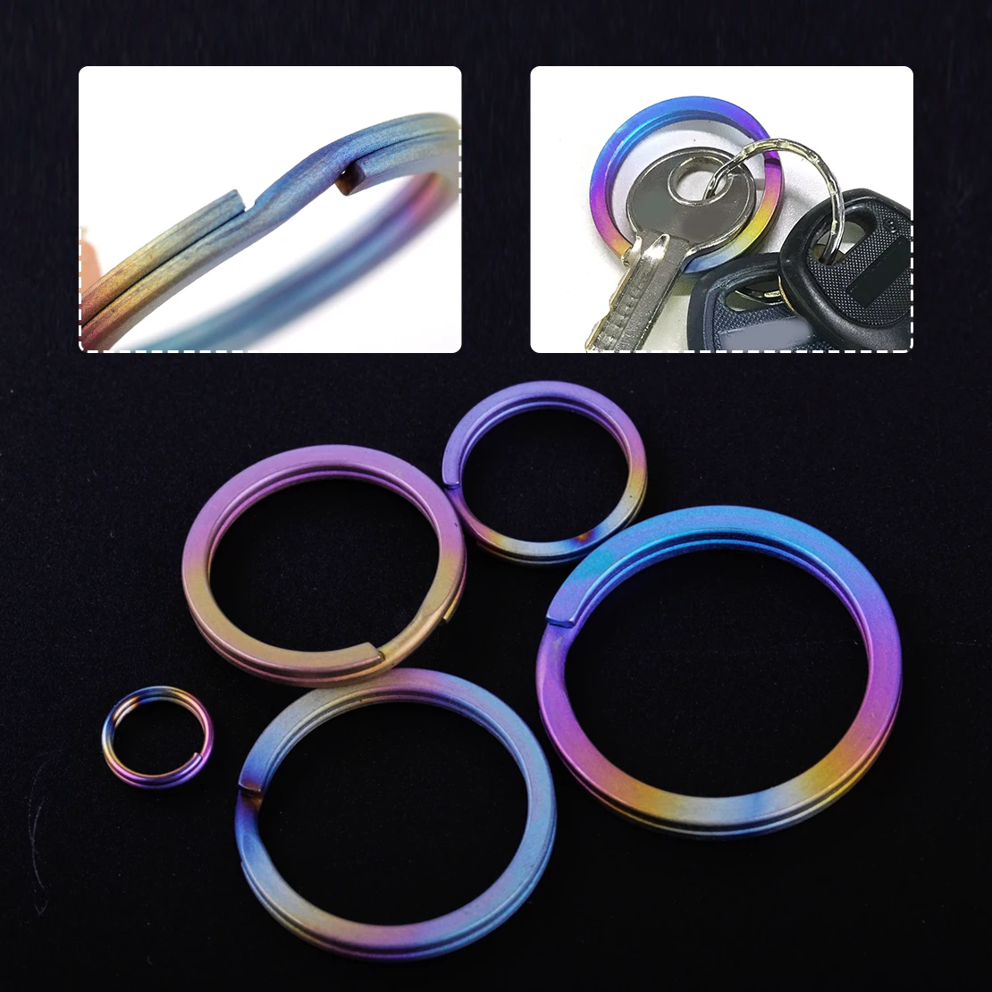 

Titanium Rainbow Color EDC Ultra Light Hanging key Ring Chain Non-magnetic Light Split Non-Rust DIY Accessories Tool