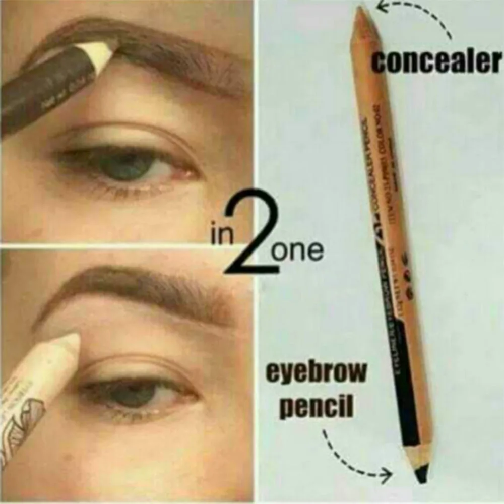 

1PC Pro 2 in1 Double Ended Eyeliner Stick Waterproof Long-lasting Eyeliner Eyebrow Pen+Concealer Pencil Sexy Eye Makeup 3 Colors