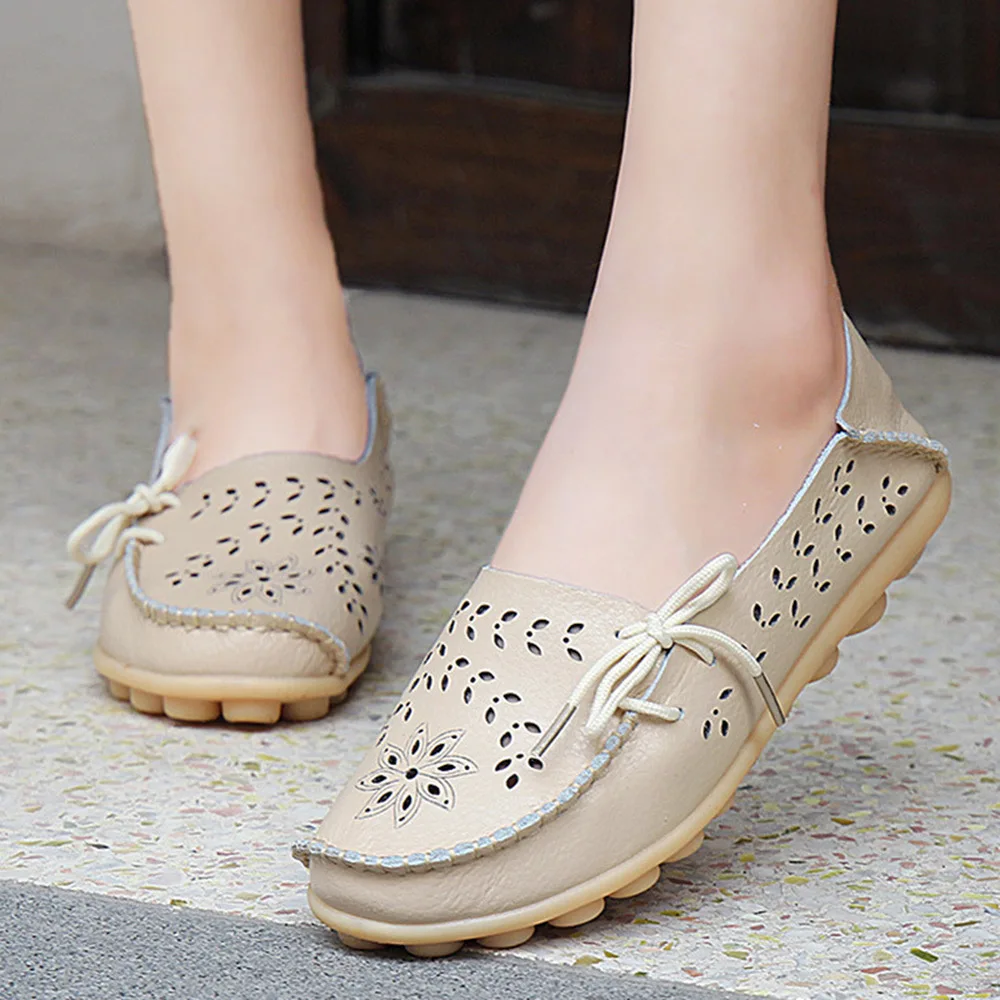 

Lzzf Flat Genuine Leather Shoes Woman Nurse Casual Slip on Boat Women Shoes Ladies Tenis Loafers Mocasines Large Big Size 35-44