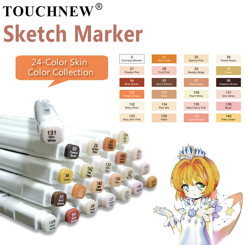 

TOUCHFIVE 24 Color Art Markers Set Dual Brush Pens Graphic Art Pens Alcohol Based Sketch Ink For Drawing Manga Art Markers