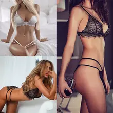 Sexy Lingerie Set Lace Bra+G-string Thong Set Babydoll Sleepwear Underwear Nightwear Exotic Sets lace sheer lingerie thong bra set