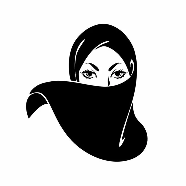 1 x Beautiful Face Of Arabic Muslim Masked Women Wall Sticker Removable