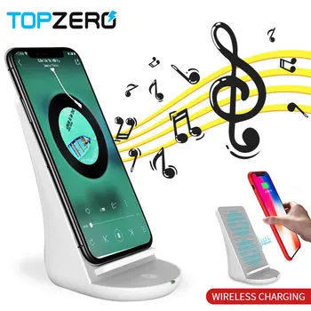 

TOPZERO 10W Qi Wireless Charger Bluetooth Speaker Desktop Stand Fast Charger For iPhone Samsung S8 S9 Mobile Universal Charger