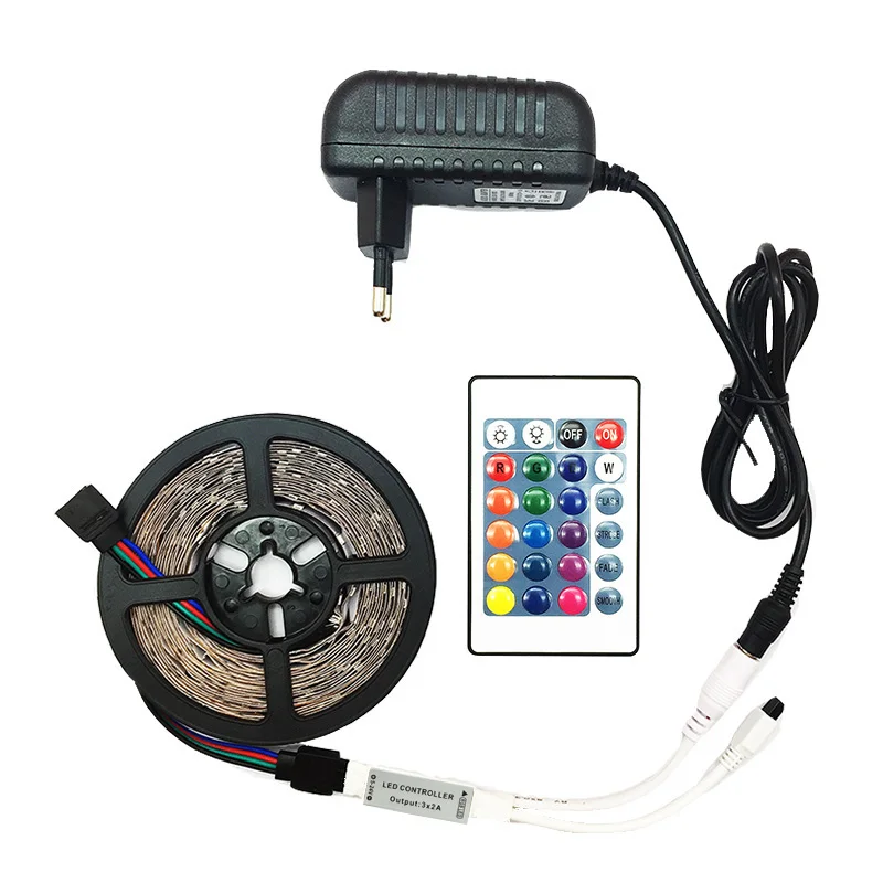 buy 5 meter 300Leds Non waterproof RGB Led Strip Light 2835 DC12V 60Leds M Led Strip,24 Keys Controller
