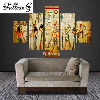 

FULLCANG 5d diamond mosaic diy diamond painting 5 pcs classical egyptians full square diamond embroidery portrait pattern F118