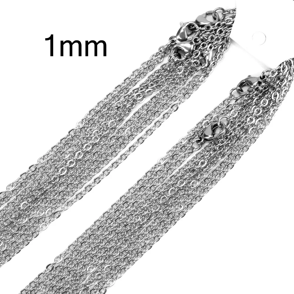 10 шт./лот Цепочка Ожерелье Ширина 2 мм/1 мм золото/серебро/розовое золото/черный Нержавеющая сталь ожерелье s для подвески подарок