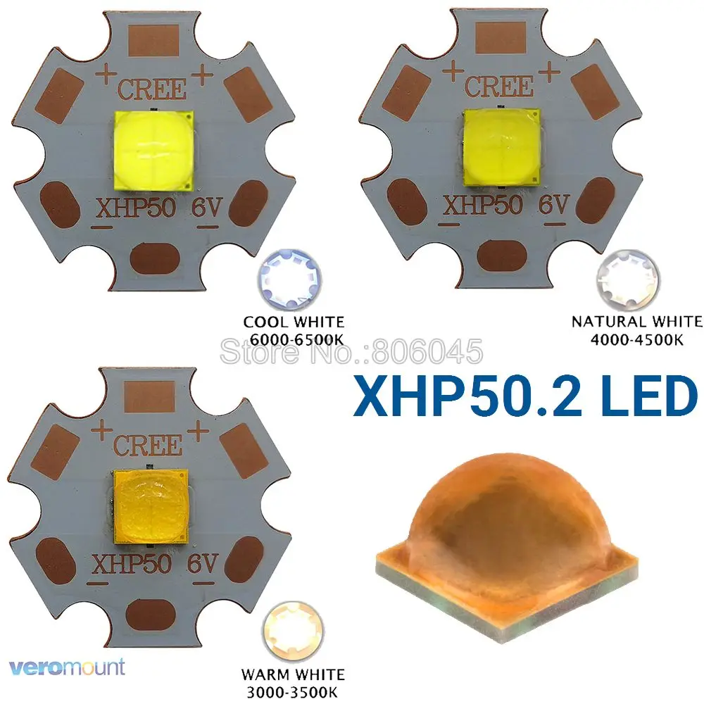 XHP50.2 6 в или 12 В холодный белый нейтральный белый теплый белый высокая мощность светодиодный излучатель на 16 мм 20 мм Медь PCB