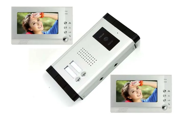 

XinSiLu High Definition Wired Video Door Phone Intercom System for Multiply Layer Apartment One Camera+2 Monitors