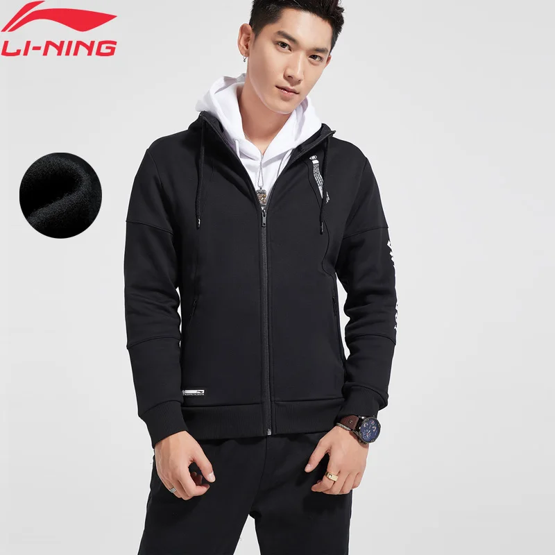 Günstige Li Ning Männer SCHLECHTE FÜNF Basketball Hoodie WARM Fleece 66% Baumwolle 34% Polyester Regelmäßige Fit Futter Sport Pullover AWDN849 MWW1493