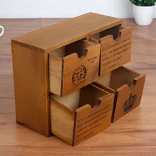 Estante de almacenamiento de alta calidad, estante de madera Retro Vintage, cajas de almacenamiento de pie, 4 secciones divididas, caja de madera con cajones de 2 capas, muebles