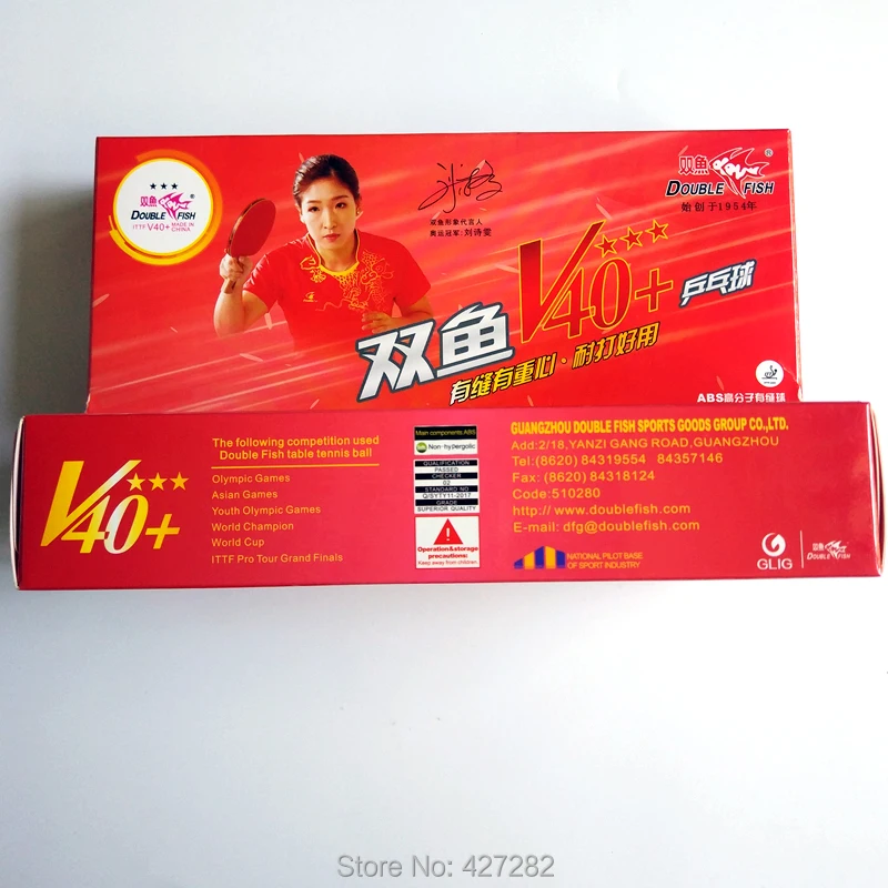 الأصلي مزدوجة الأسماك V40 + 3 نجوم تنس طاولة كرات ABS البوليمر كرات لديه التماس جديد المواد بالجملة مجموع 20 كرات wihte