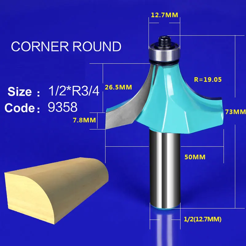 1 шт. деревянный вогнутый радиус прямой триммер очистка заподлицо отделка угловая круглая бухта коробка биты инструменты фреза - Длина режущей кромки: 9358