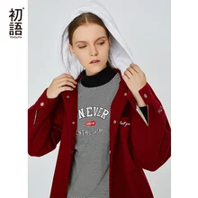 Toyouth вышивка Для женщин Шерстяное пальто свободные повседневные одноцветное Тренч зимняя куртка с длинными рукавами Корейский капюшон Для женщин Abrigos Mujer