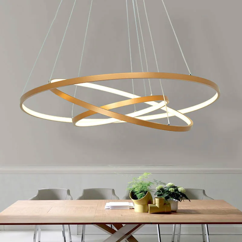 Gold Black Led Ceiling Light Hang Lamp Circle Rings Led Ceiling