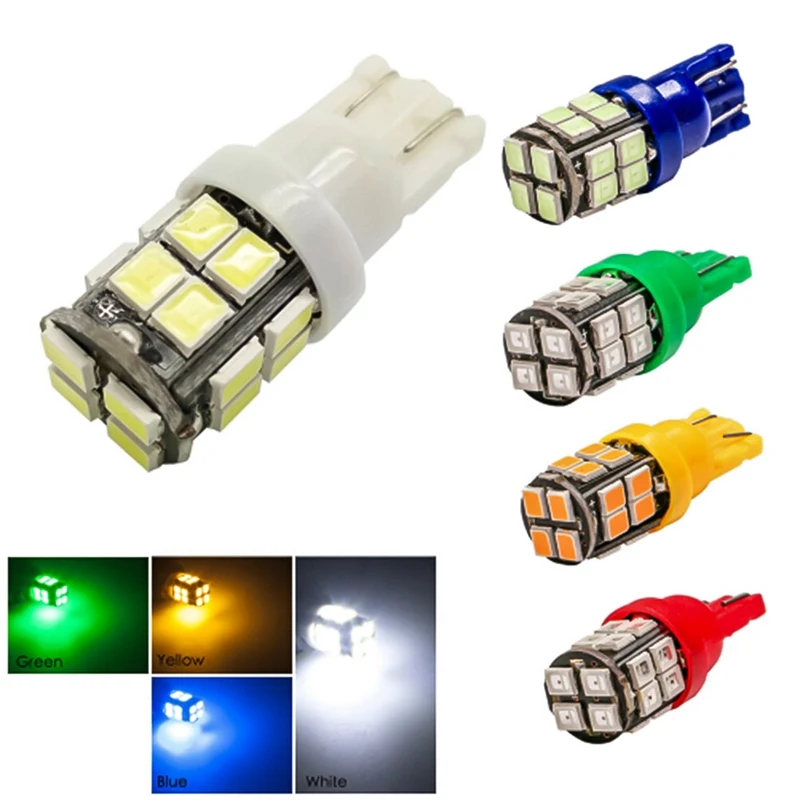 

4 X 10W T10 Car LED Bulb 20SMD 1210 Side Marker Lights Map Turn Signal Lamp White/Blue/Yellow(amber)/Green/Ice Blue/Red