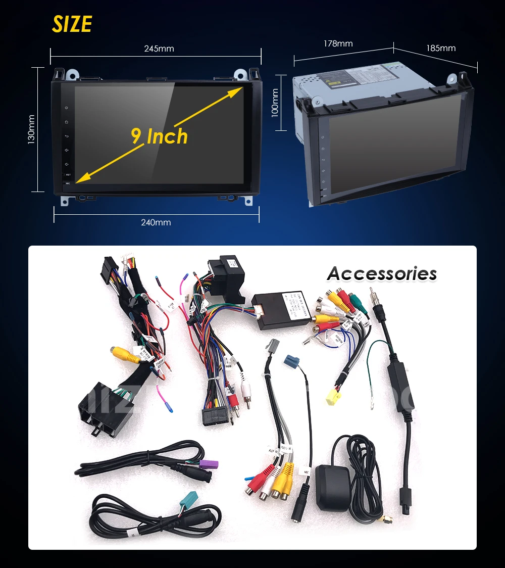 Best Car Multimedia Player GPS Android 8.0 PX5 4G+32G 2Din For Mercedes/Benz/Sprinter/W209/W169/Viano/Vito/B200 Rear View Camera Wifi 5