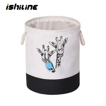 

Foldable Fabric Storage Basket Round With Handle Clothing Toy Storage Bucket Large Capacity Hamper Laundry Basket Debris Basket