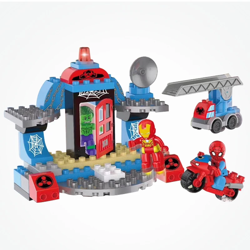 

Legoing Duplo Spiderman Batman Avengers Iron Man Building Blocks Set Toys For Children Compatible With Super Heroes Legoing