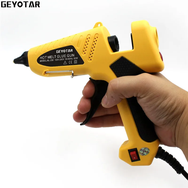 

60w Hot Melt Glue Gun With Free 2pcs 11mm Stick Heat Temperature Tool Industrial Guns Thermo Gluegun Copper Nozzle Repair Tools