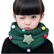 Милый детский шарф со звездами, вязаные крючком шарфы для девушек, зимняя теплая одежда с круглым вырезом, аксессуары