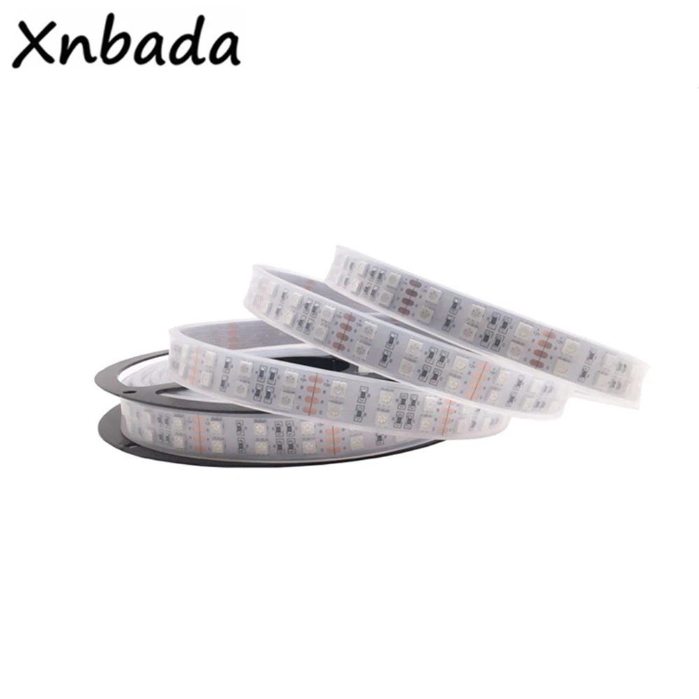 Двухрядная RGB Светодиодная лента Водонепроницаемая 5050 120 светодиодный s/m 5 м DC12V 24 в RGB RGBW RGBWW белое теплое белое светодиодное освещение Гибкая неоновая лента