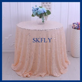 

CL002A wedding glitter Christmas fancy round large square peach sequin table cloth