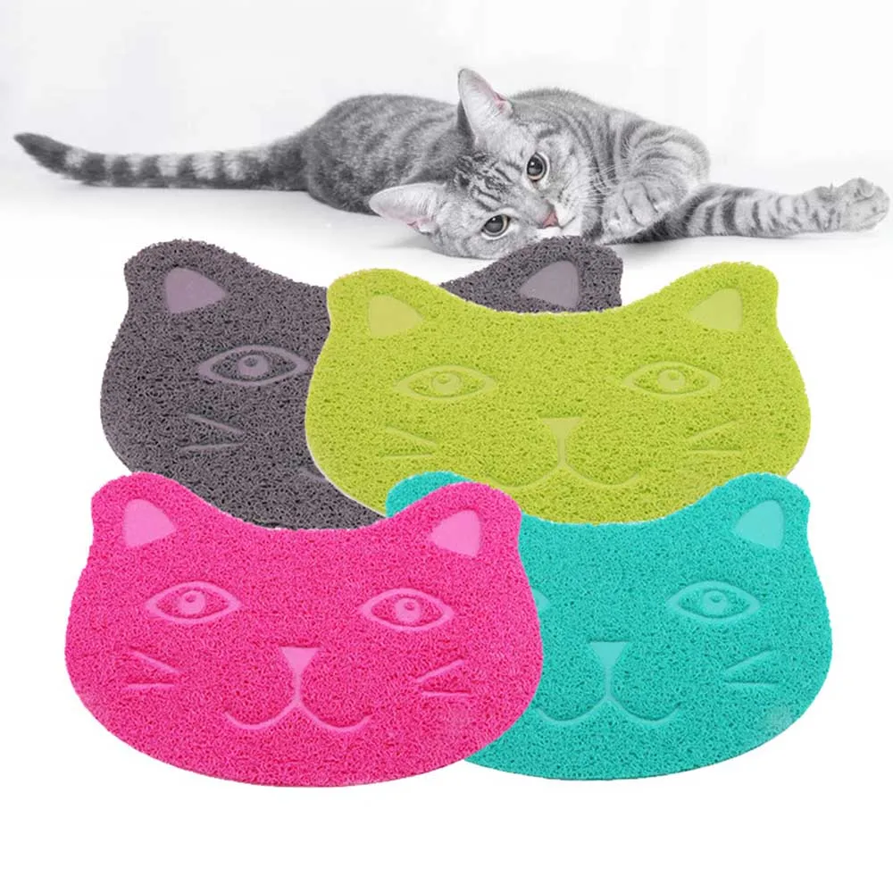 

Pet Cat Toilet Mat PVC Waterproof Kitten Cute Cat Face Pattern Cat Litter Trapper Easy Cleaning Mat for Home Pet Cat Supplies