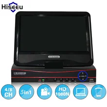 Hiseeu CCTV 4 Channel 8CH 1080N Digital Video Recorder with 10.1″ LCD Screen Hybrid DVR HVR NVR Home Security System P2P H.264