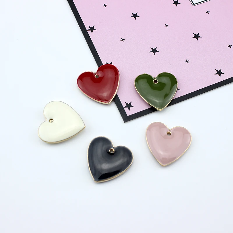 

10 pcs korea statement earrings for women alloy double-sided heart-shaped pendant material diy handmade jewelry accessories