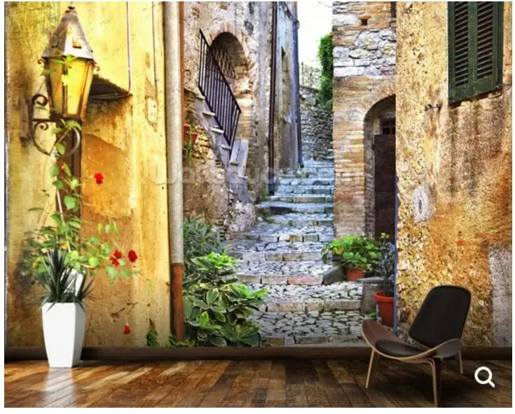 Пользовательские фото обои, средиземноморский Старый город улица Фреска для гостиной диван коридор фон декоративные обои