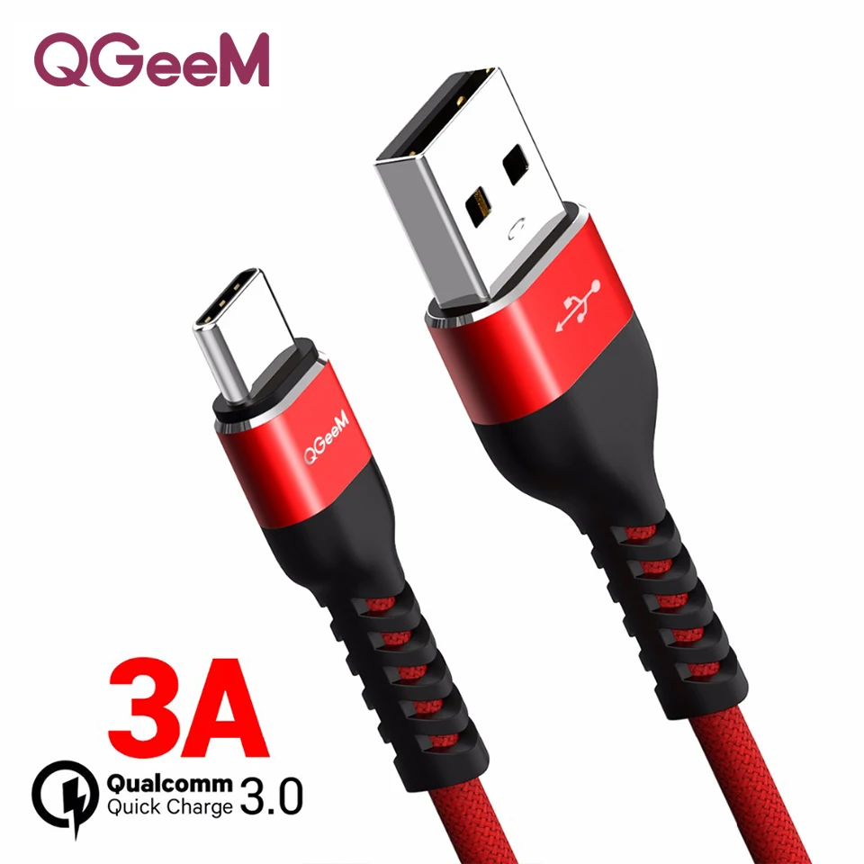 

QGEEM USB Type C Cable USB-C Mobile Phone Fast Charging USB Charger Cable for Samsung Galaxy S9 Huawei Mate 20 Xiaomi USB Type-C