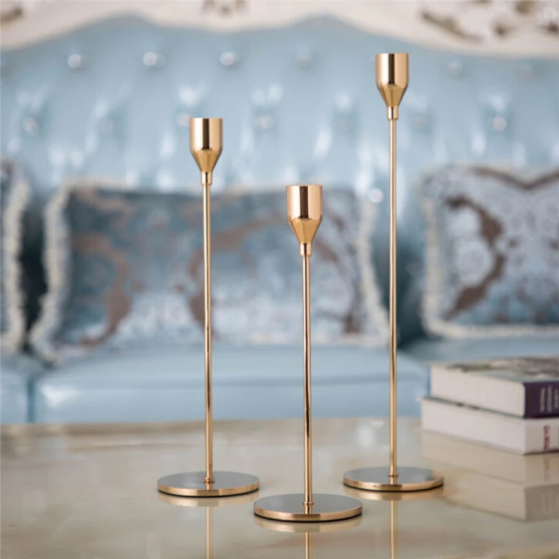 Золотые латунные металлические подсвечники простые золотые свадебные украшения бар вечерние Декор для гостиной домашний декоративный подсвечник