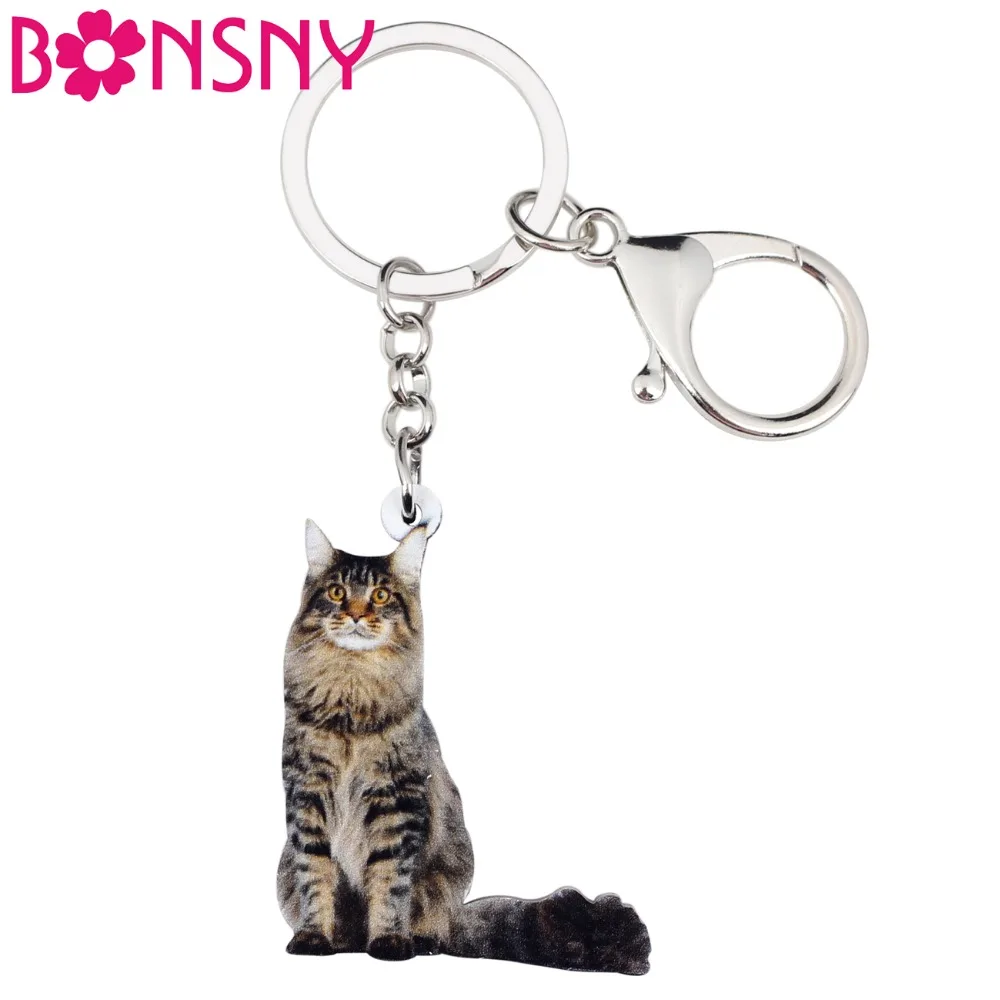 

Bonsny Acrylic Elegant Sitting Kitten Cat Key Chains Keychain Ring Fashion Jewelry For Women Girl Ladies Handbag Car Charms Bulk