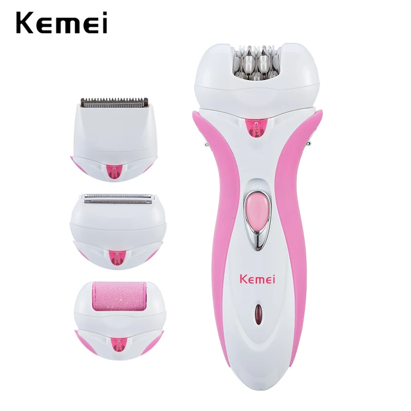 Kemei 4 в 1 перезаряжаемый электрический эпилятор для женщин, бритва для удаления омертвевшей кожи, Машинка для удаления волос, триммер для удаления волос depilador