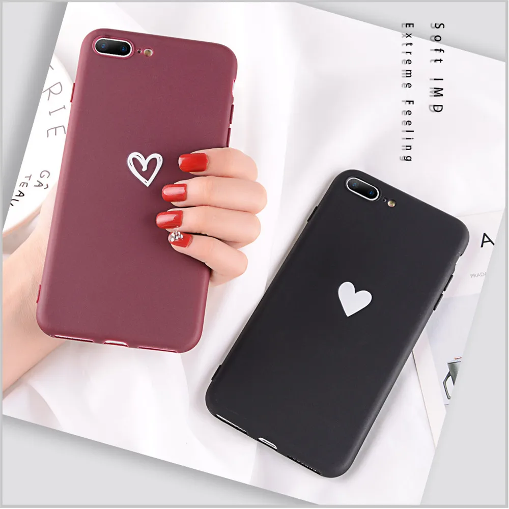 Lovebay милый чехол для телефона для iPhone 11 Pro 6 6s 7 8 Plus X XR XS Max милый мультфильм простое любовное сердечко Мягкий ТПУ задний чехол s