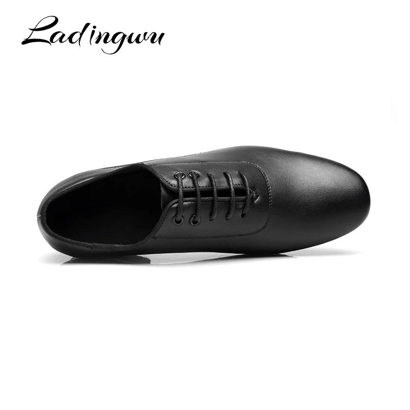 Ladingwu Genuine Leather Dance Shoes Men Sneakers Black Latin Ballroom Shoes Low Latin Heel 2.5cm Modern Dance Shoes New