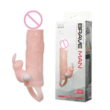 Length 5.91″ 2 motors Bullet vibrator Male penis sleeve with ball strap on cock sleeve extender condoms for men sex toys dildo