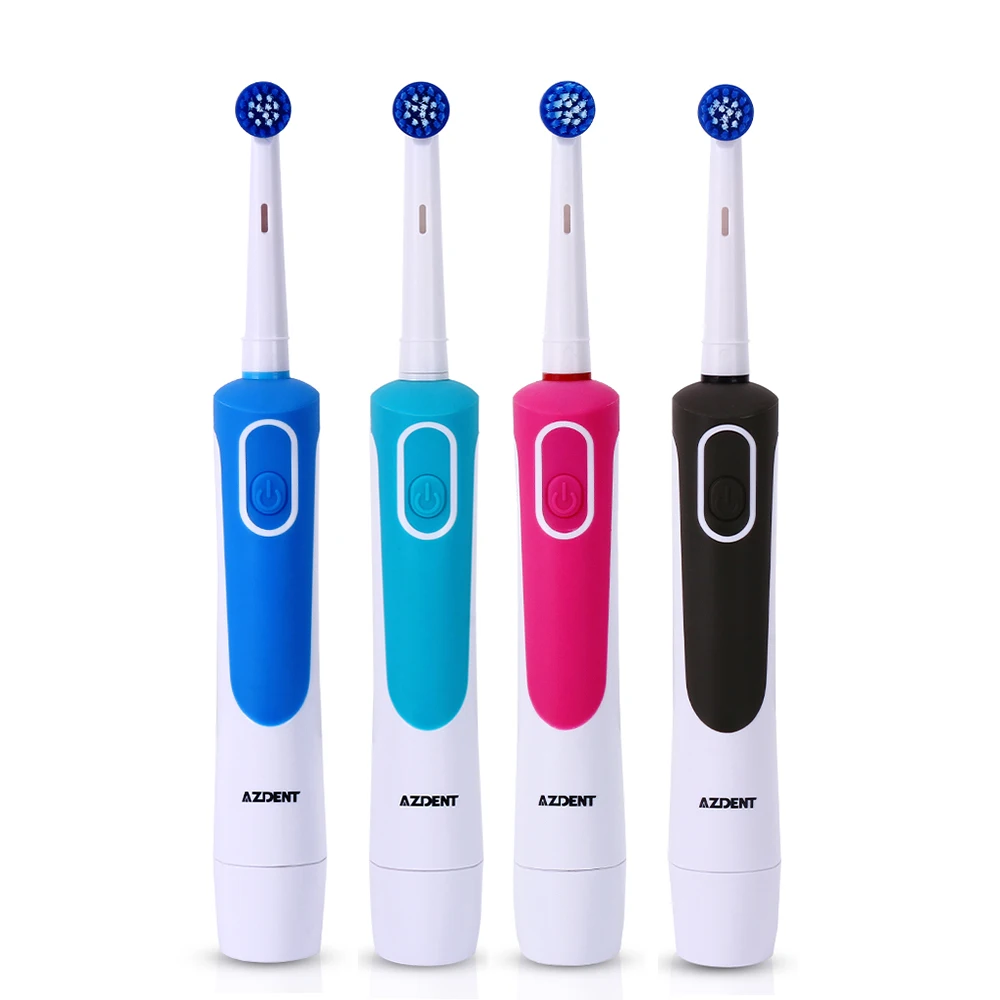 

AZDENT AZ-2 Electric Toothbrush + 4 Replacement Tooth Brush Heads Battery Operated Rotating Teeth Brush Oral Hygiene Brush Teeth