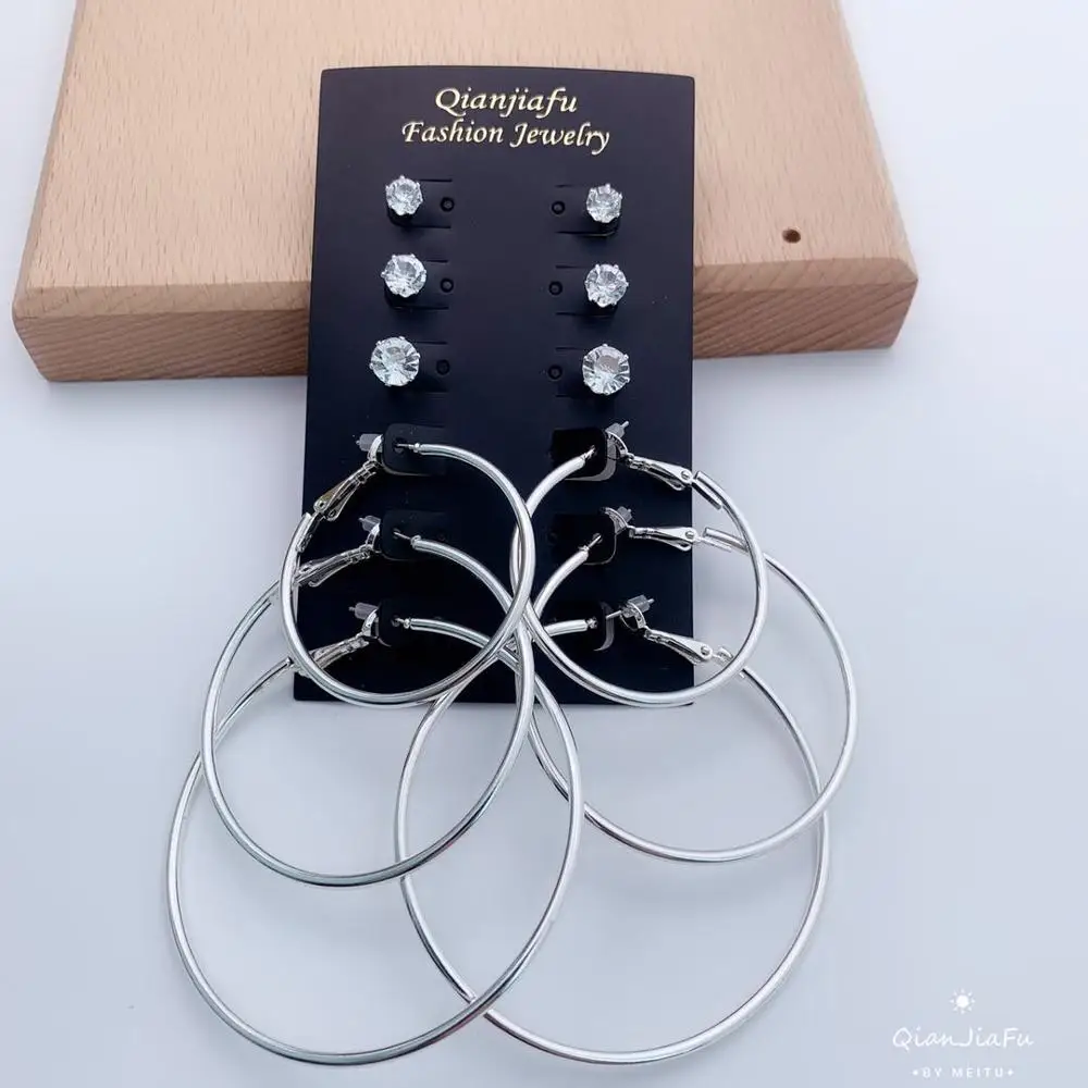 

SILVER 6PAIRS EARRINGS FASHION JEWELRY EARRINGS WEDDING PARTY GIFTS FEMALE ACCESSORIES GOOD QUALIT