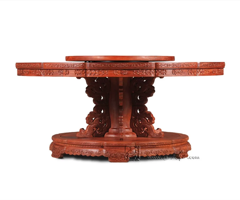 Rosewood 2.1M Round Table Set 9 person Seat Solid Wood board with truntable hotel Dining table China Classical Redwood Furniture Rosewood 2.1M Round Table Set 9 person Seat Solid Wood board with truntable hotel Dining table China Classical Redwood Furniture