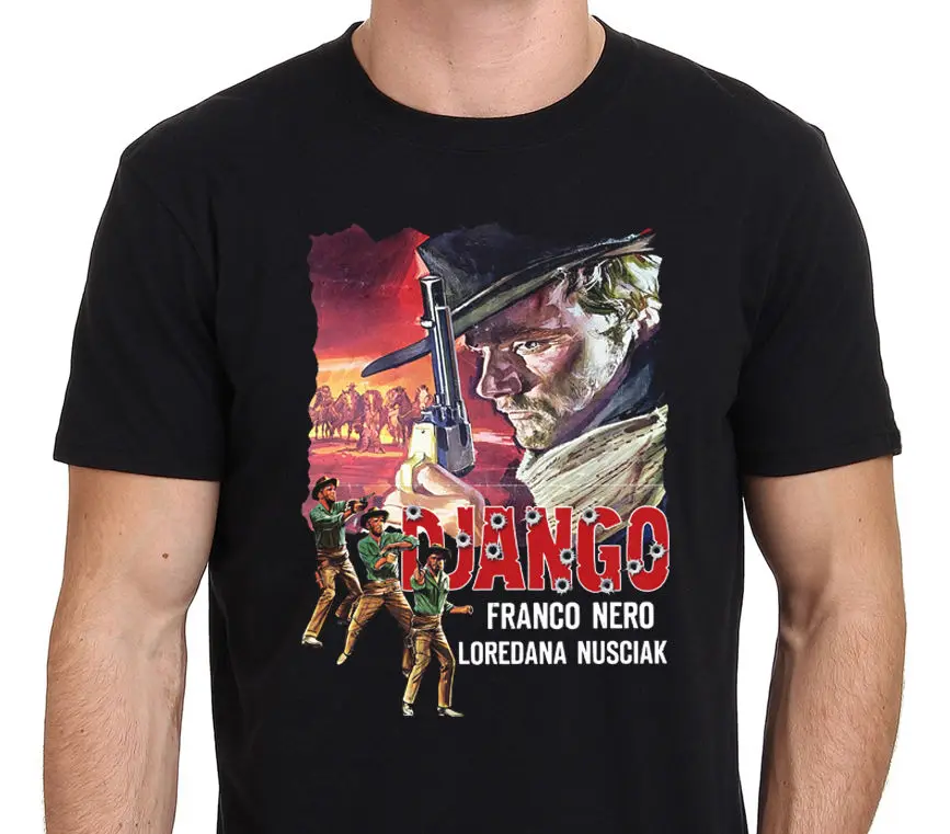 

Django Vintage Western Movie Cowboy Franco Nero T-Shirt Black Size S-to-XXXL100% cotton casual 2018 New Men tee