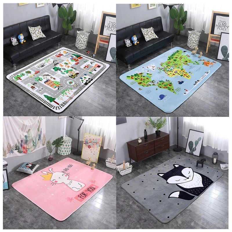 Cartoon Animals Letters Pattern Baby Play Mats Blanket Picnic Carpet Nordic Style Kids Room Home De